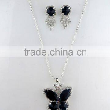 Latest design black gemstone stone butterfly necklace set