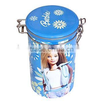 Tin cartoon kids mini round multipurpose box