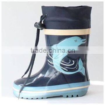 Hot sell dolphin pattern rubber rain boots for childern