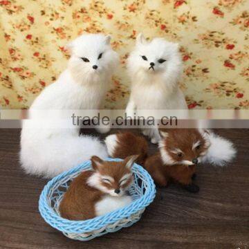 lovely white fox toy Simulation white sitting fox doll delicated gift toy