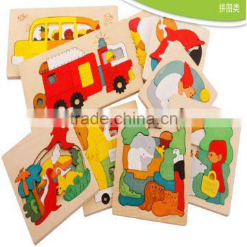 Wooden Toy Colorful Jigsaw Puzzles Multi Layer Story Puzzles Educational Puzzle for Preschool Children