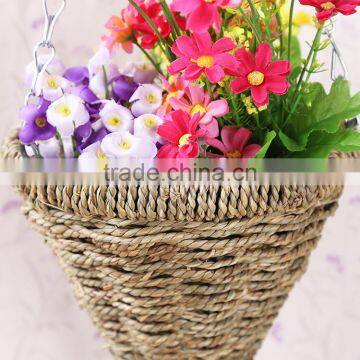 Cone Shape Natural Straw Woven Flower Decorative Hanging Basket photo-2