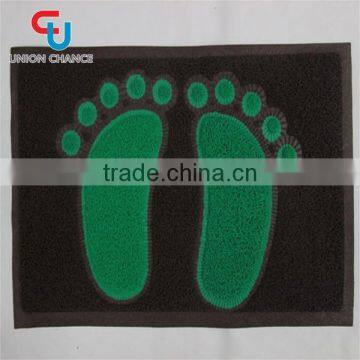 PVC Door Mat Fancy Brown Door Matting With Green Printing Waterproof Door Mats