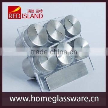 NEW Kitchen Bottle Spice Rack W 6 Glass Jar Bottles SET photo-2