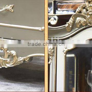 European Style Living Room Furniture Wine Cabinet, Elegant Wood Carved Showcase, Glass Door Storage Cabinet (BF01-ML040) photo-6