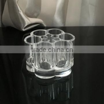 cy270 Hard Plum Flower Clear Acrylic Plastic Shaped Cosmetic Lipstick Brush Holder Makeup Case