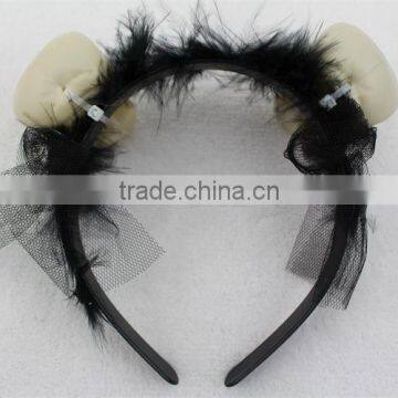 Halloween Skull Hairband Scary Skull Headband With Feather photo-3