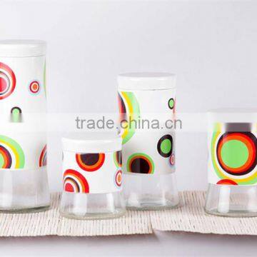 decorative glass storage jars with color casing