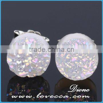 Wholesale Newest Fashion 925 Sterling Silver Yellow Druzy Jewelry Stud Earrings