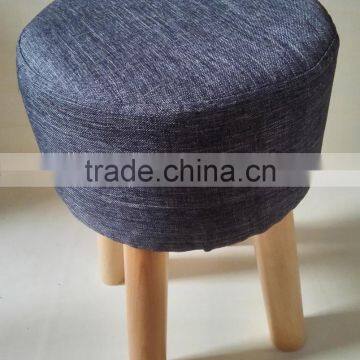 Living Room Furniture Padded Round Stool Ottoman Wooden Pouf photo-3
