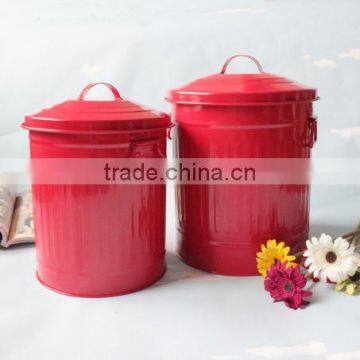 75L Large Vintage Galvanized Metal Trash Can Garbage Bin Waste Bin With Handle photo-4