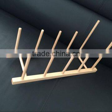 NaturalWooden Plate Rack Dish Stand Kitchen Organizer Display Holder