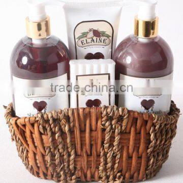 4 PCS BATH SET W/SEAGRASS BASKET