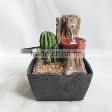 Resin table water fountain with cactus design