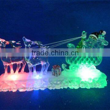 new style led rbg light acrylic artificial christmas raindeer with santa