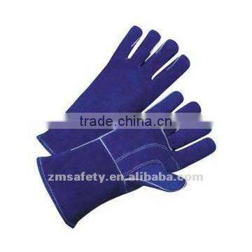 Blue safety cow grain leather welding gloves for working ZM807-G