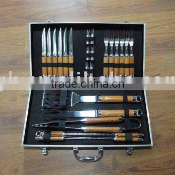19pcs Stainless Steel Bbq Tool Set With Wooden Handle photo-2