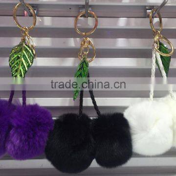 Fashion 6cm Rabbit Fur Key Ring K024-008 photo-3