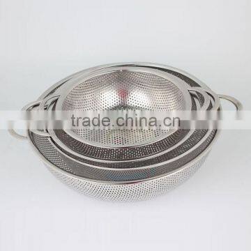 25.5cm 40.5cm Stainless Steel Colander With Two Handles for Rice / Fruit / Vegetable photo-2