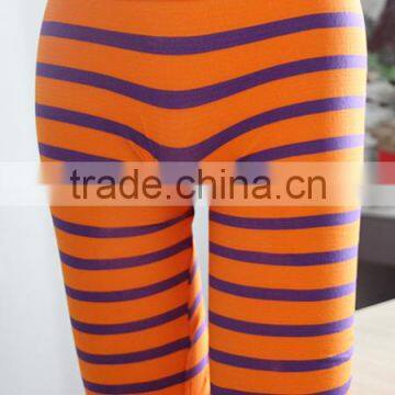 Stripe mature women half tight pants legging factory in China