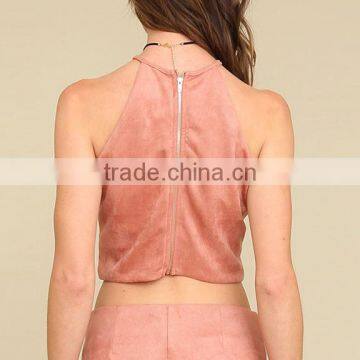 Two Piece Set Women Outfits 2017 With Embroidered Tank Top and Short photo-2