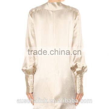 2016 Hot Sale Silk Satin Blouse Fashion Designs OEM Service photo-2