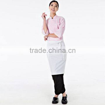 Kitchen Chef Cookware Restaurant Pink Color Long Sleeve Ladies Chef Coat