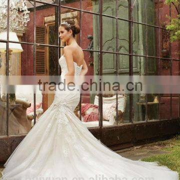 Newest White Tulle Lace Mermaid Wedding Dress Patterns photo-3