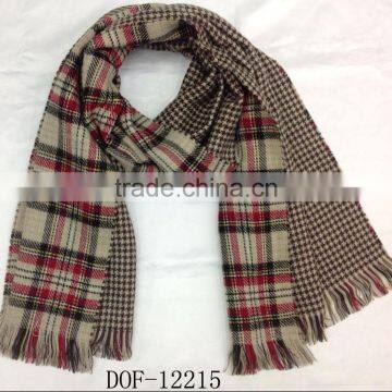 Fashion acrylic popular lady plaid checked hot sale fleece stole