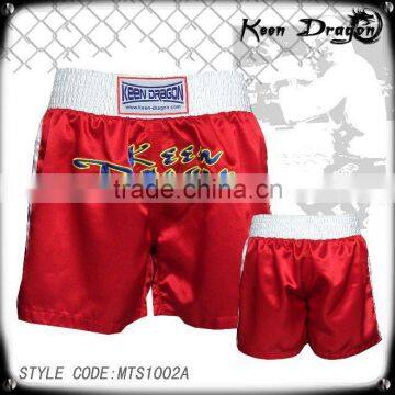 Men's boxing garment 100% polyester satin printed custom thai shorts