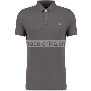 MGOO Fast Production Grey Plain Basic T Shirts Mens Solid Plain Polo Ribbed Neck photo-2