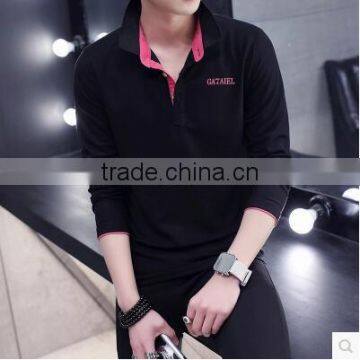 Spring Clothing Men's T-shirt With Long Sleeves Lapel With Clasp Autumn Clothes Young Men Led the Son Leisure Shirt Polo Shirt photo-4