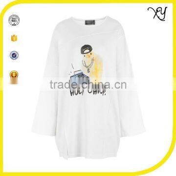 Custom Women 3/4 Sleeve Longline Oversized t Shirt With Unregular Cut Bottom