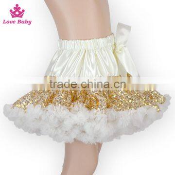 Tulle Sequin Puffy TuTu Skirt Baby Girl Gilttery Golden Sequin Dance Wear Girls Fashion Dress With Ribbon Bow DR6011507 photo-4