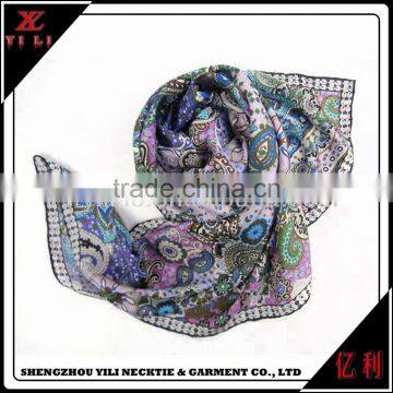 Fashion soft colorful women cheap silk satin scarf