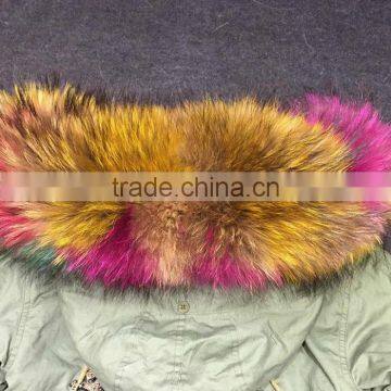 Myfur Customized Random Color Big Raccoon Fur Hood Patchwork Fur Lining Ladies Parka photo-4