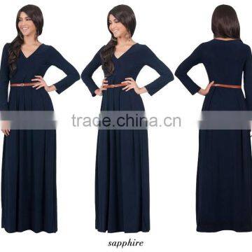 New 2016 Women's V-Neck Long Sleeve Elegant Evening Muslim Dress Abaya photo-3