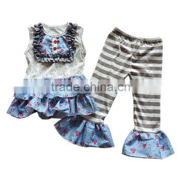 Wholesale Baby Clothes Set Fashion Cute Floral Pattern Tops Kids Boutique Clothing 2 Pcs Set Girls Outfits photo-5