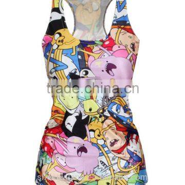 Top Fashion Women's Sublimation Printed Sleeveless T Shirt Vest Tank Tops Sports Clothes photo-4