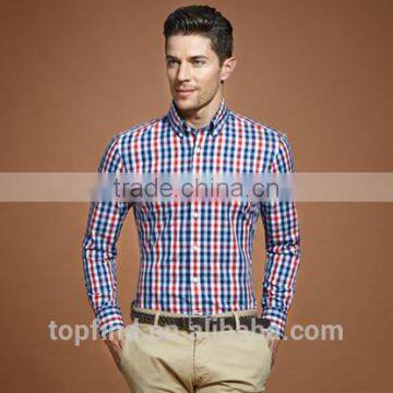 2016 New Style Bright Check Pattern Cotton Shirt Elegant for Men photo-2