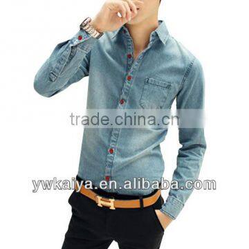 2014 us cowboy long sleeve fancy denim men shirt