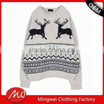 2017 white pullover winter custom deer christmas ugly sweater for wholesale