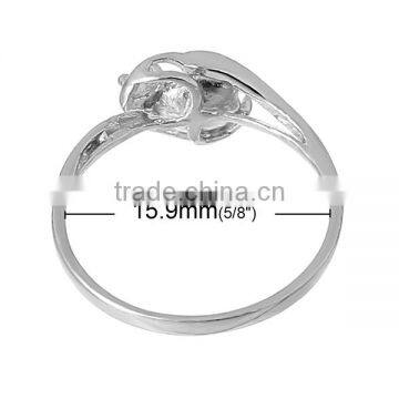 925 Sterling Silver + Clear Rhinestone Rings Finger Ring Findings Silver Cabochon Ring Setting photo-2