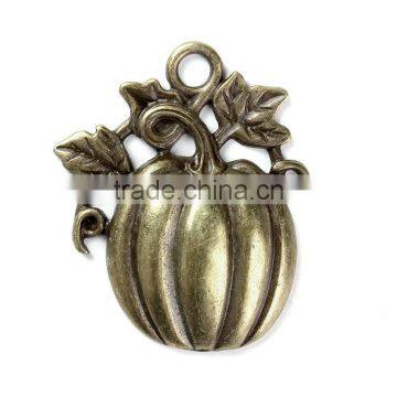 Zinc Based Alloy Pendants Pumpkin Antique Bronze Leaf