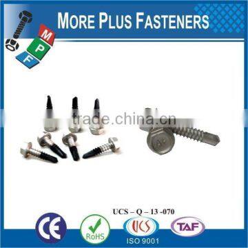 Taiwan #12-14 x 1-1/4" Hex Unslotted HWH Epoxy #3 410 Stainless Steel Bonded Sealing Washer Tek Self-Drilling Screw photo-3