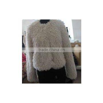 white colour soft faux fur autumn jacket