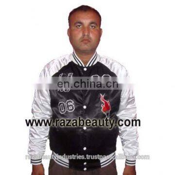 Custom Satin Varsity Jackets / Black Custom Satin Baseball Jackets