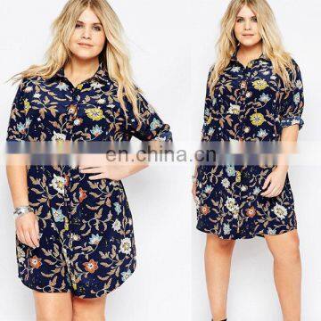 Plus size women clothing printing latest dress designs photos new model casual dresses