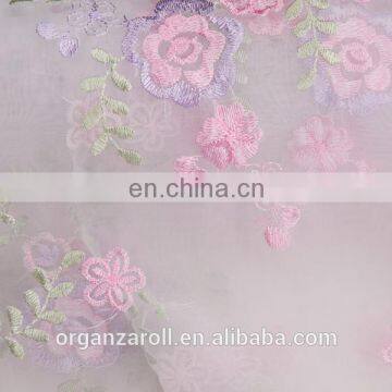 2016 popular floral fabric embroidered organza fabric