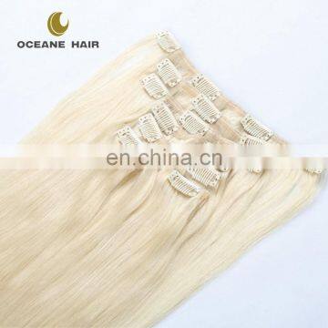 New arrival wholesale virgin cheap brazilian human hair blonde clip hair extension